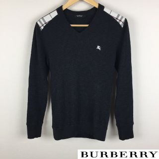 バーバリーブラックレーベル(BURBERRY BLACK LABEL)の美品 BURBERRY BLACK LABEL 長袖ニット チャコールグレー(ニット/セーター)