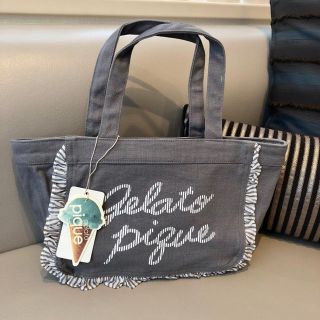 ジェラートピケ(gelato pique)の【新品】gelato pique ジェラートピケ ロゴストライプ トートバッグ(トートバッグ)