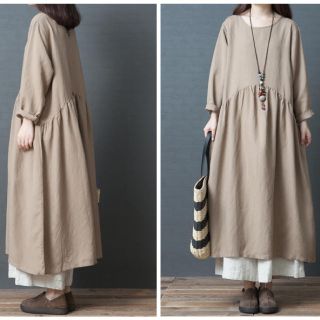 秋冬 シンプルロングワンピース 大きいサイズ(ロングワンピース/マキシワンピース)