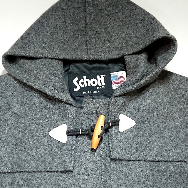 schott(ショット)のUSA製　SCHOTT　ショット　　メルトン　ウール　ダッフルコート　グレー メンズのジャケット/アウター(ダッフルコート)の商品写真