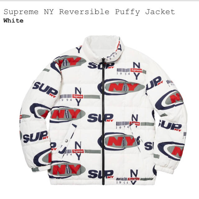 白Ｌ】Supreme NY reversible puffy jacket - ダウンジャケット
