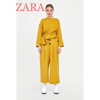 ザラ(ZARA)のsale!新品タグ付☆ZARAザラ☆麻リネン素材ボタン付プリーツパンツ(その他)