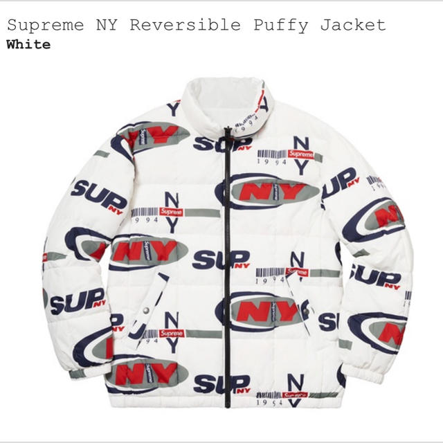 送料込 白M NY Reversible Puffy Jacket - ダウンジャケット