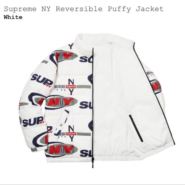 送料込 白M NY Reversible Puffy Jacket - ダウンジャケット