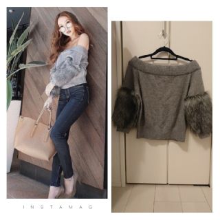 リエンダ(rienda)のFaux Fur SLV knit TOP(ニット/セーター)