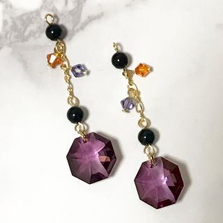 スワロフスキー(SWAROVSKI)の【Halloween】スワロフスキー×ライラック✴︎ピアス&イヤリング(ピアス)