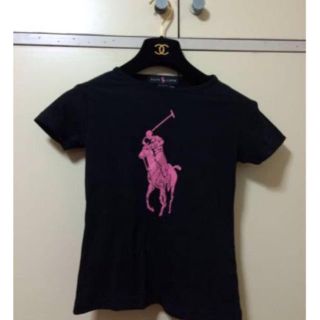 ポロラルフローレン(POLO RALPH LAUREN)の美品本物ラルフローレン黒×ピンクビックポニーのカットソー (Tシャツ(半袖/袖なし))