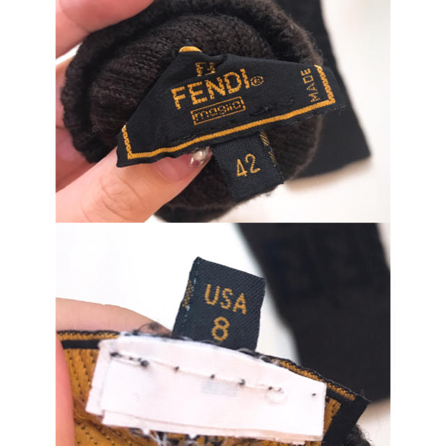 FENDI(フェンディ)のフェンディ 手袋 茶色 42 USA8 秋冬 レディースのファッション小物(手袋)の商品写真