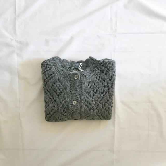 tocoto vintage girl knitted jacket grey 2