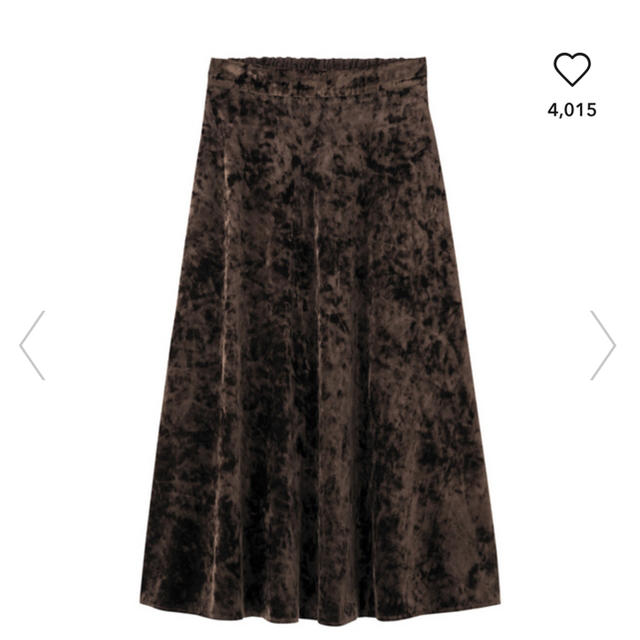 GU(ジーユー)の新品！GU クラッシュベロアフレアミディスカート ダークブラウン レディースのスカート(ロングスカート)の商品写真