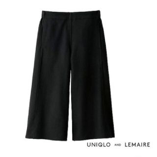 ユニクロ(UNIQLO)のユニクロ × LEMAIRE ウールカシミヤ ガウチョパンツ 黒 Ｌ 新品(カジュアルパンツ)