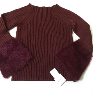 トッコ(tocco)の売り切りセール♡新品♡トッコ♡袖口シャギーなリブニットプルオーバー♡ダークレッド(ニット/セーター)