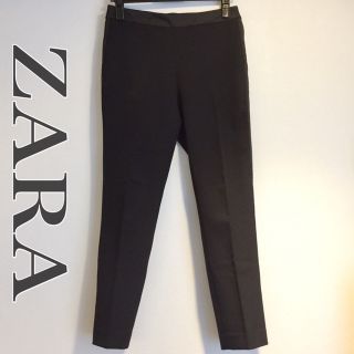 ザラ(ZARA)のタキシードパンツ クロップド ザラ ブラック サテン(クロップドパンツ)