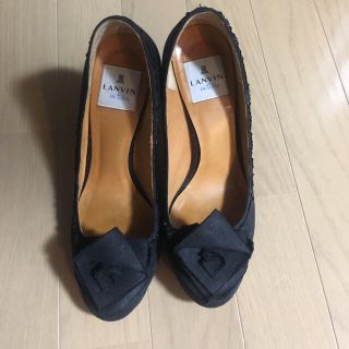 ランバンオンブルー(LANVIN en Bleu)のランバン ヒール  黒色 23.5センチ(ハイヒール/パンプス)