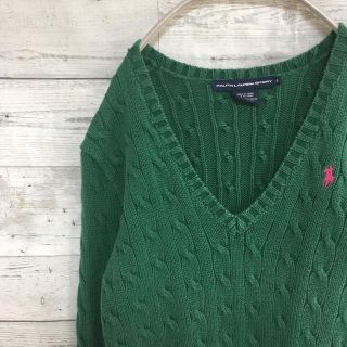 ラルフローレン(Ralph Lauren)のいゔ様専用 ラルフローレンスポーツ Vネックニット グリーン 刺繍 ピンク(ニット/セーター)