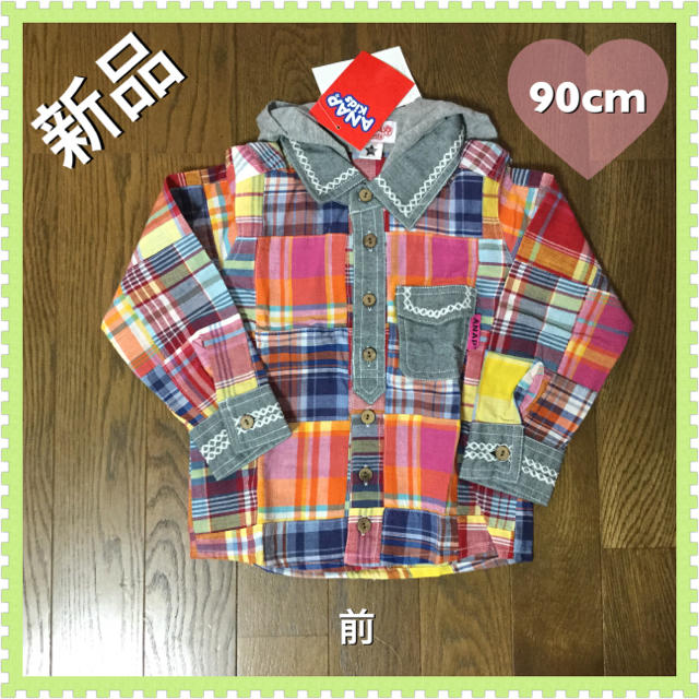 ANAP Kids(アナップキッズ)の新品☆ANAPフード付きチェックシャツ☆90cm キッズ/ベビー/マタニティのキッズ服女の子用(90cm~)(ブラウス)の商品写真