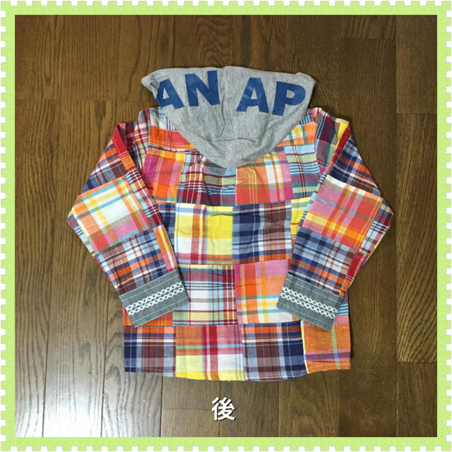 ANAP Kids(アナップキッズ)の新品☆ANAPフード付きチェックシャツ☆90cm キッズ/ベビー/マタニティのキッズ服女の子用(90cm~)(ブラウス)の商品写真