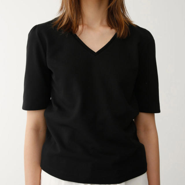 moussy(マウジー)のMOUSSY HALF SLEEVE V/N TEE ブラック レディースのトップス(Tシャツ(半袖/袖なし))の商品写真