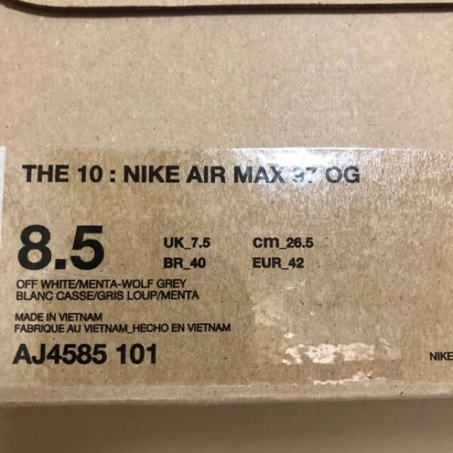 NIKE(ナイキ)の【新品タグ付き】THE 10:NIKE AIR MAX 97 Off-White メンズの靴/シューズ(スニーカー)の商品写真