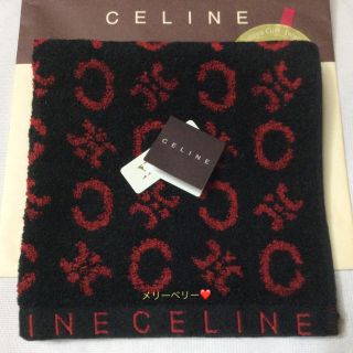 セリーヌ(celine)の【新品】❤️セリーヌ タオルハンカチ❤︎シルク混 🌟黒×赤(ハンカチ)