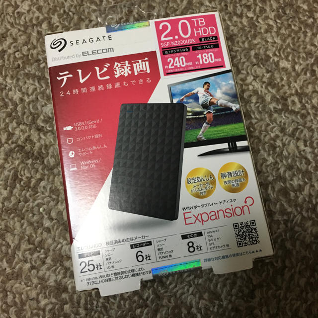 ELECOM(エレコム)のぽむぽむ様専用 録画用 外付けハードディスク 2TB スマホ/家電/カメラのテレビ/映像機器(その他)の商品写真