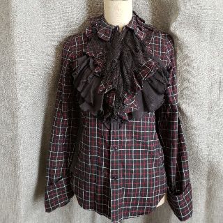 ラルフローレン(Ralph Lauren)の大変美品　ラルフローレン　秋冬　豪華で可愛いコットンブラウス　チェック　フリル(シャツ/ブラウス(長袖/七分))