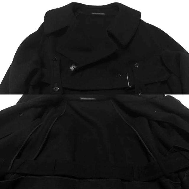 Yohji Yamamoto(ヨウジヤマモト)の極美品 08AW ヨウジヤマモト  変形 ウール トレンチコート 黒 メンズのジャケット/アウター(トレンチコート)の商品写真