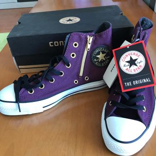 コンバース(CONVERSE)のコンバース converse 紫黒 ジップ付き レア 24.5cm(スニーカー)