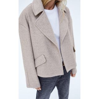 ザラ(ZARA)のZARA 2018AW 今期ビッグシルエット ショートコート ドロップショルダー(ライダースジャケット)