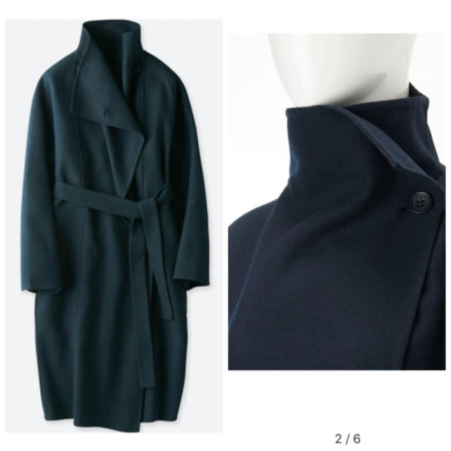 UNIQLO - ユニクロユー ダブルフェイスラップコート ネイビー Sの通販