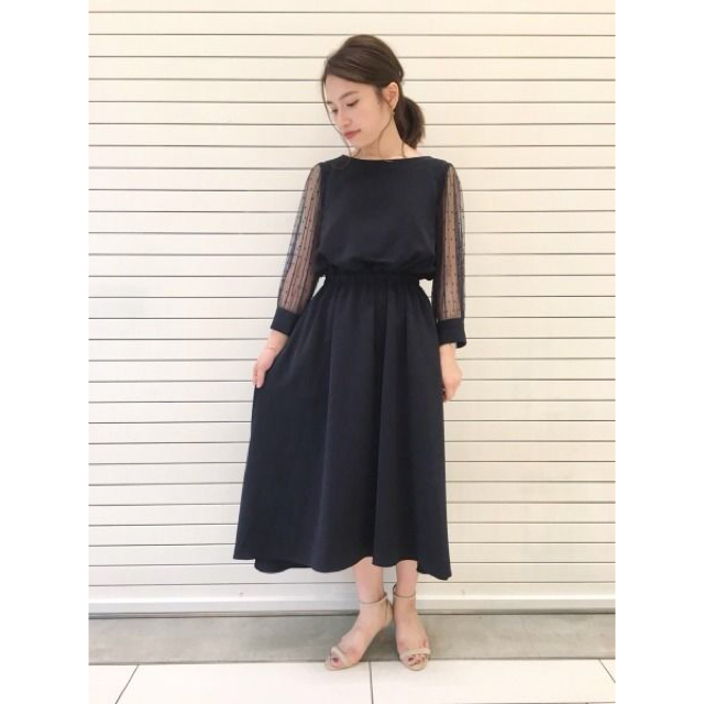 apart by lowrys(アパートバイローリーズ)の【新品】ドットチュール♡パーティードレス レディースのワンピース(ひざ丈ワンピース)の商品写真