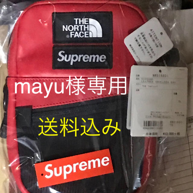 【超ポイントバック祭】 Supreme Red Bag Shoulder Leather TNF ショルダーバッグ