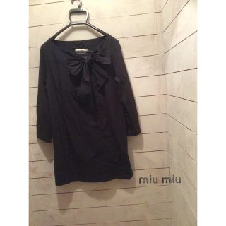 ミュウミュウ(miumiu)のmiumiu ワンピース 黒 カットソー プラダ ケイトスペードニューヨーク(ミニワンピース)