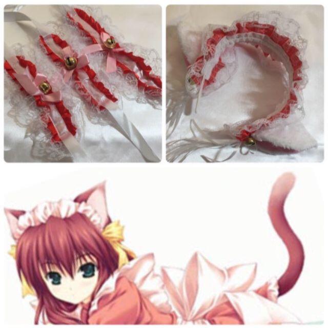 【白猫】紫猫耳メイドコスプレ♪鈴付猫耳セット エンタメ/ホビーのコスプレ(衣装一式)の商品写真