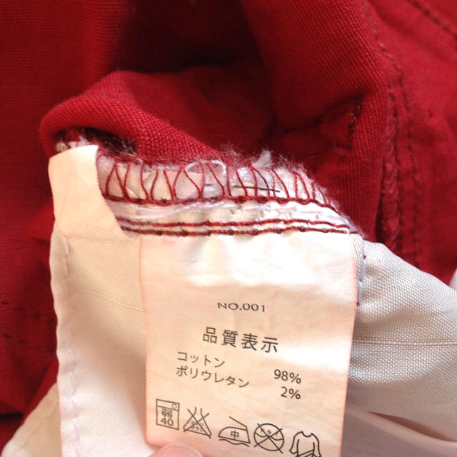 パンツ スキニー 赤 レッド S 未使用 レディースのパンツ(スキニーパンツ)の商品写真