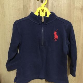 ポロラルフローレン(POLO RALPH LAUREN)の本物ラルフローレンの紺ビックポニーのハーフジップセーター　男の子90(ニット)