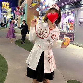 ハロウィンコスプレ  血だらけナース3点セット(衣装一式)