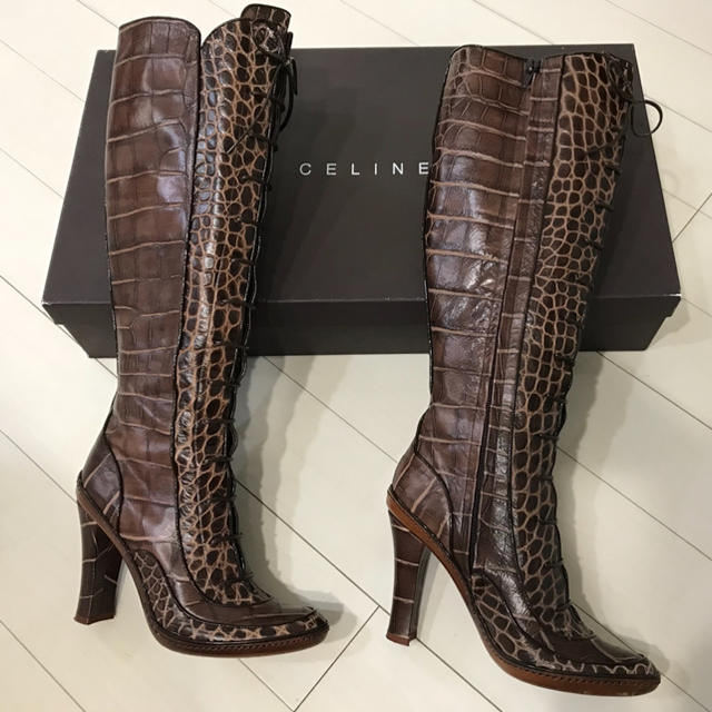 celine(セリーヌ)のCELINE  セリーヌ  ブーツ  編み上げブーツ ロングブーツ 37.5 レディースの靴/シューズ(ブーツ)の商品写真