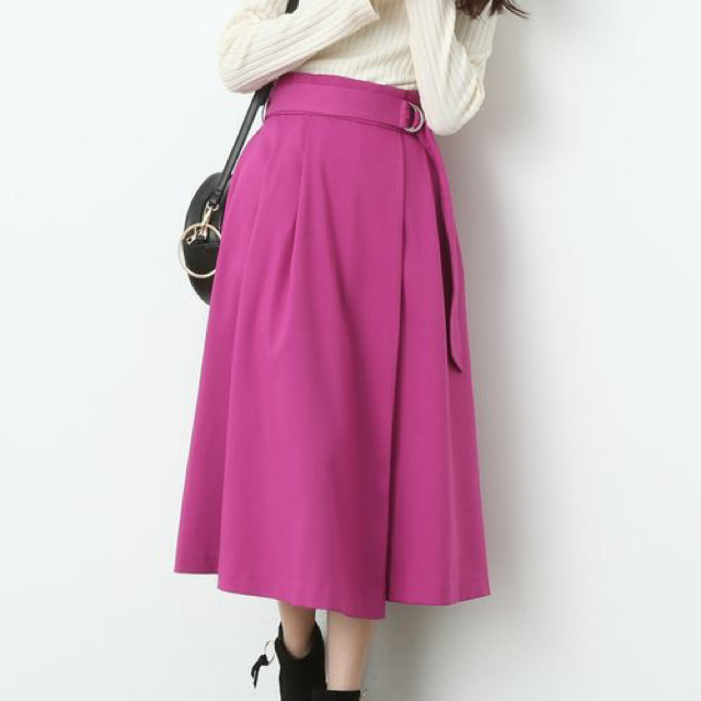 ViS(ヴィス)の新品VISベルト付きラップ風ミモレ丈スカート   レディースのスカート(ロングスカート)の商品写真
