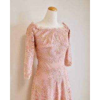 タダシショウジ(TADASHI SHOJI)のタダシショウジ❤️新品！豪華なピンクゴールド❤️レース美人ドレス ゴージャス (ひざ丈ワンピース)