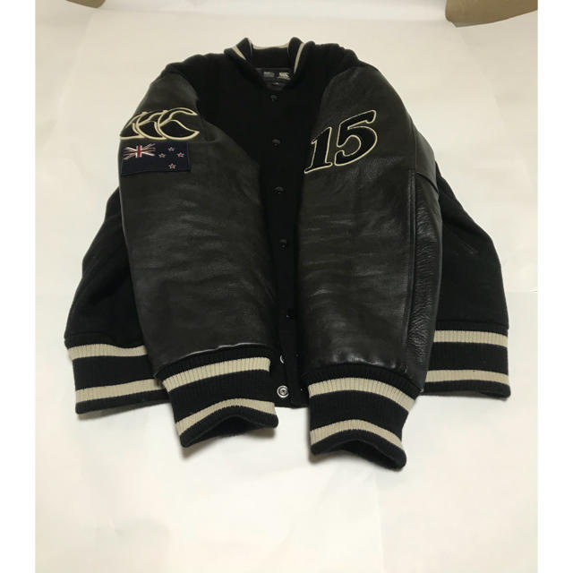 CANTERBURY(カンタベリー)の美品 カンタベリー 袖牛革スタジャン  XL 黒 メンズのジャケット/アウター(スタジャン)の商品写真