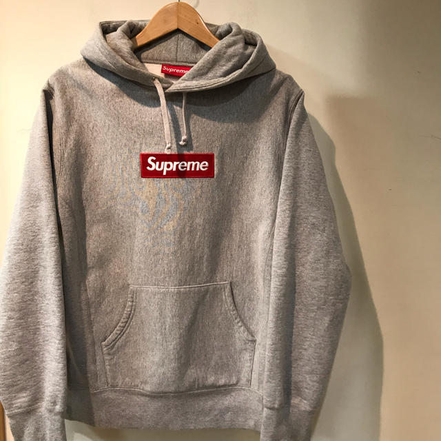 12aw supreme BOX LOGO パーカー グレー M シュプリーム