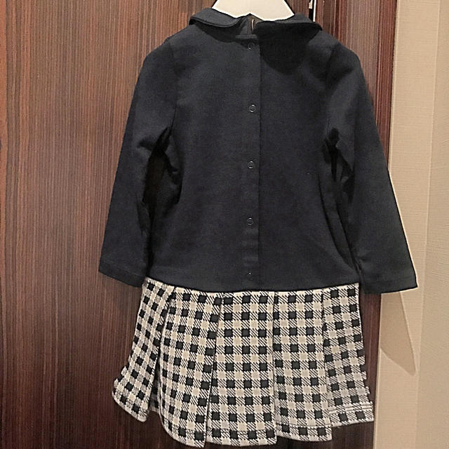 PETIT BATEAU(プチバトー)のプチバトー 17AW ヴィシーチェックコンビワンピース 18m 新品 キッズ/ベビー/マタニティのベビー服(~85cm)(ワンピース)の商品写真