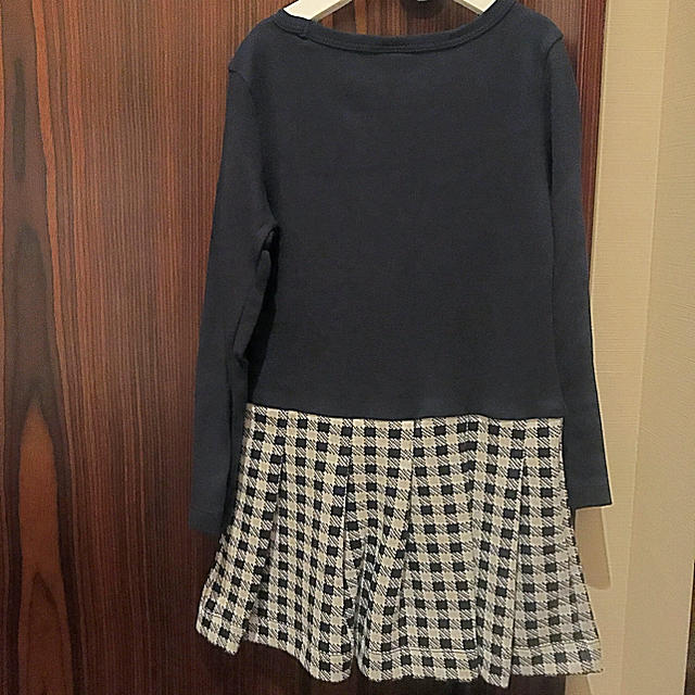 PETIT BATEAU(プチバトー)のプチバトー 17AW ヴィシーチェックコンビワンピース 5ans 新品 キッズ/ベビー/マタニティのキッズ服女の子用(90cm~)(ワンピース)の商品写真