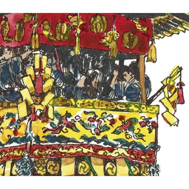 FK-002京都 祇園祭り限定版画 直筆サイン額装●作家 マック安中 2
