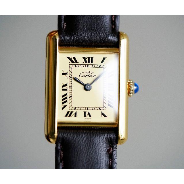 美品 カルティエ マスト タンク アイボリー 手巻き SM Cartier39CARTIER