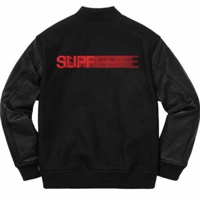 黒 M Supreme Motion Logo Varsity Jacket