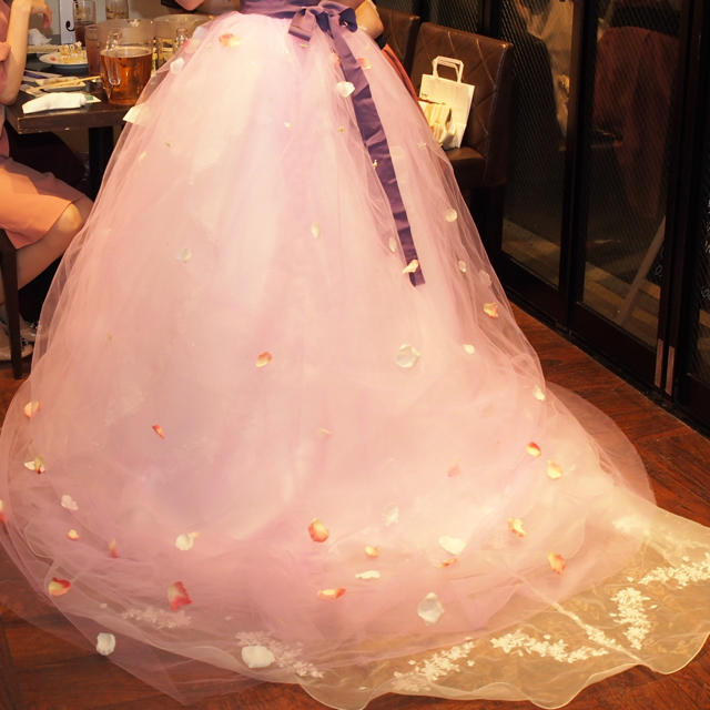 オーバースカート 紫ウェディングドレス