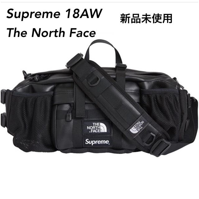 新品 Supreme 18AW Leather Waist Bag Black