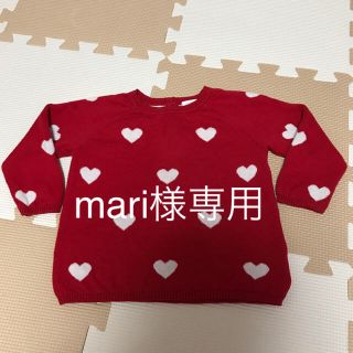 エイチアンドエム(H&M)のH&M♡ハート柄 ニット♡赤✕白♡75cm(ニット/セーター)